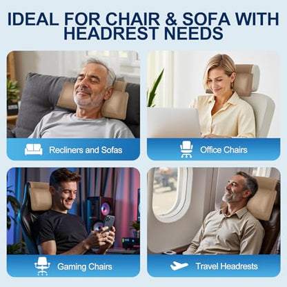 Recliner Pillow, Adjustable Neck & Head Support Pillow - color: Camel