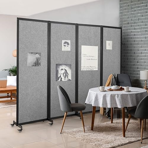 Room Partition,6'4"L* 6'7"H,3 Panel,Light Grey - color: Light Grey, size: 75.6"(L)*78.7"(H)