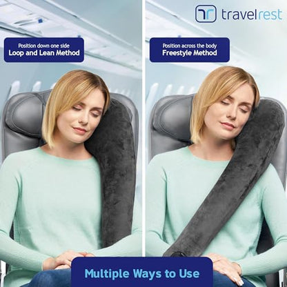 TRAVELREST All-in-One Travel Neck Support & Body Pillow - Grey - color: Grey, size: Premium (With Cover)