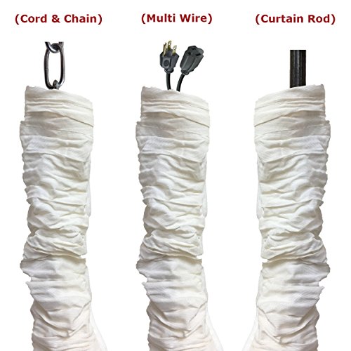 Royal Designs, Inc. Cord & Chain Cover 4 ft Silk Type Fabric, Chandelier Pendant Lighting Chain & Cable Management, Touch Fastener, White - 1 Pack - color: White, size: 1 Pack