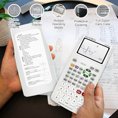 Scientific Calculator with Graphing, Includes Carrying Case, for College and High School Students, Calculus, Algebra, Geometry, Trigonometry, Statistics, Physics, Chemistry, White - color: White