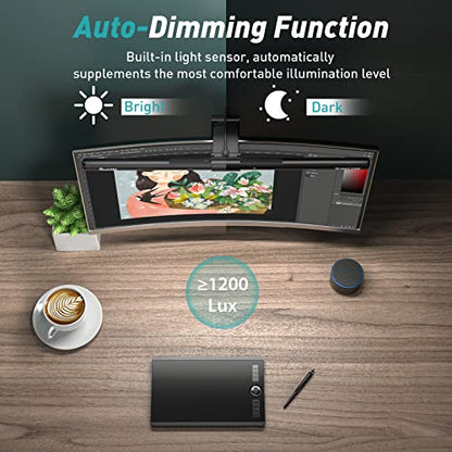 Quntis Monitor Light Bar PRO+ with Remote Control, Fit for Curved/Flat Monitor, Eye-Care USB Computer Lamp Dimmable Screen Light Bar with Auto-Dimming, No Glare Home Office Gaming Desk Lamp - style: ScreenLinear PRO+