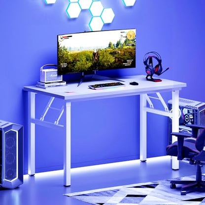 DlandHome 39.4 Inch Small Folding Computer Desk for Home Office, White - color: White + White, size: 39 Inches