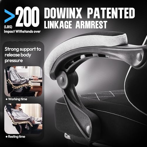 Dowinx Fabric Gaming Chair, Ergonomic Computer Chair with Footrest and Pocket Spring Cushion, Height Adjustable Video Gamer Chair with Lumbar Support for Adults, Black - color: Black