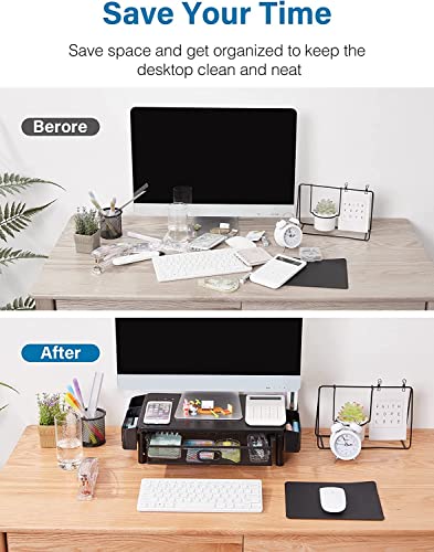Monitor Stand Riser with Drawer & Phone Holder, Black