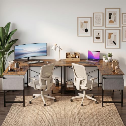 L Shaped Desk, 50 Inch Computer Desk Home Office Desk for Small Space Brown - color: Brown