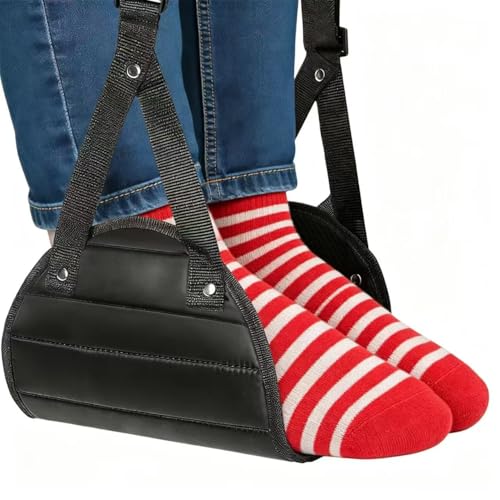 Airplane Foot Hammock, Adjustable Travel Foot Rest for Plane, Portable Leg Rest Under Desk, Comfortable Foot Hanger for Long Flights, Travel Accessories for Adults Kids