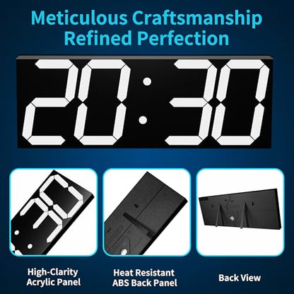 CHKOSDA 18.7 Inch Large Digital Clock with GPS Auto-Sync Time - White | 164ft Visibility, No Wi-Fi, Adjustable Timezone, 8-Level Dimming, Remote, Timer, for Living Room, Office, Classroom, Garage - color: 18.7" Gps Auto-sync Wall Clock-white