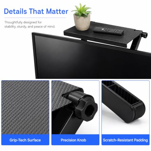 11.5 Inch Adjustable Screen Top Shelf Organizer for TV Computer Monitor Flat Screen, TV Mount Top Shelf Used to Place Soundbar Cable Box Speakers Apple TV Play-Station Camera Frames Remote - size: 11.5