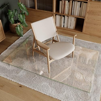 Koonmi Tempered Glass Chair Mat 36"x55" - Premium Office Chair Mat for Hardwood Floors & Low-Pile Carpet with 4 Non-Slip Pads - Thick Scratch-Resistant Surface - size: 36*55