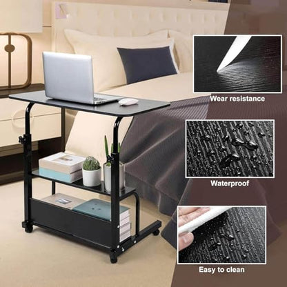 Adjustable Height Mobile Computer Desk with Wheels Black 31.5X15.7 Inches - color: Modern Black