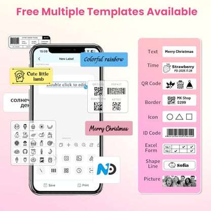 Label Maker Machine with 1 Tape N12 Bluetooth Label Printer, Pink - color: Pink