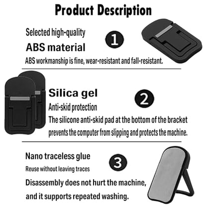 2PCS Laptop Stand Portable,Adjustable Laptop Riser, Ergonomic Cooling Mini Invisible Notebook Stand Riser for Desk Computer Keyboard MacBook Universal 10-17 Inch (Silver) - color: Silver