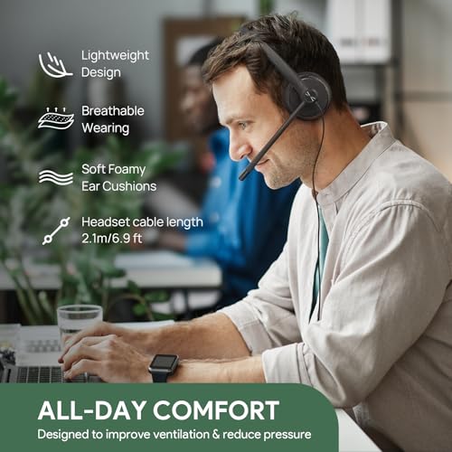 Yealink UH34 Lite Wired Headset,USB-A, Noise Canceling Mic,in-Line Controls - color: Dual-Ear (Foam Earpads), size: USB-A (1 Pack)