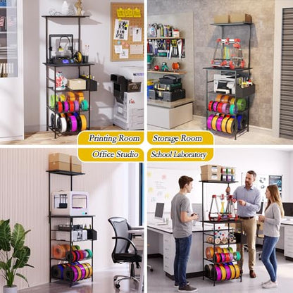 Emfogo 3D Printer Stand with Filament Storage, 5 Tier 3D Printer Table with Storage Bag, 3D Printing Desk Wall Anchorage for Home Office Workshop Studio (19.7" L×16.1" W×63.8" H)