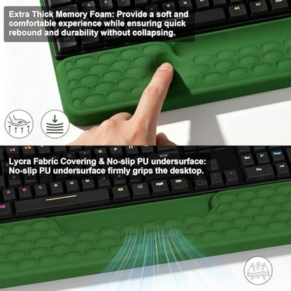 Ergonomic Keyboard Stand with Soft Memory Foam Wrist Rest for Office - color: Green