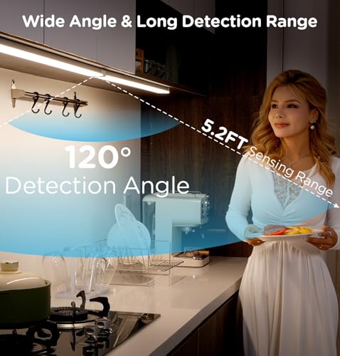 Leetdud Under Cabinet Lighting Plug in 12 Inch, 120V Motion Sensor Lights Indoor, 3CCT 3000/4000/5000K, Aluminum Linkable Super Bright LED Counter Light with Timer for Kitchen, Closet, White, 1 Pack - size: 12 Inch