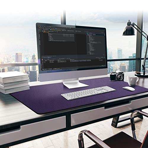 Mydours 38"x16" Large Desk Pad, Purple Desk Mat, XL PU Leather Mouse pad - color: Purple, size: 37.4" x 15.8"