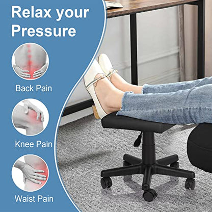 Footrest Stool Under Desk Adjustable Height Footrest Ottoman Ergonomic | Foot Stool with Wheels 360°Rolling for Home Office - color: Black-1