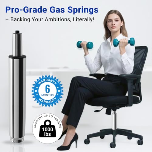 12.2-18.5 Inches Office Chair Cylinder Replacement, TOP-Activated - color: Polished Steel, size: 6.3‘’ Height Range