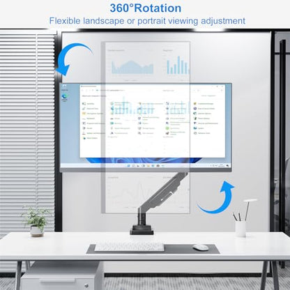 Single Monitor Mount for Max 43" Ultrawide Computer Screens | Hold up 2.2-33lbs Premium Monitor Arm Full Motion Gas Spring Heavy Duty Desk Mount Adjustable VESA Mount 75x75/100x100mm - style: Max 43"