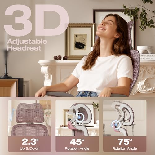 ELABEST X100 Ergonomic Mesh Office Chair with Footrest, Big and Tall Home Desk Chair with 5D Flip-Up Arms, Adjustable 3D Lumbar Support, Gaming & Executive Computer Chair (Peach Blossom) - color: Peach Blossom