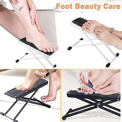 Foldable Pedicure Foot Rest, 6 Heights Adjustable Foot Stand Pedicure Tool, Non-Slip Sturdy Beauty Footrest for Easy-at Home Pedicures, Pedicure Stool Assistant for Home Foot Spa Bath - color: White