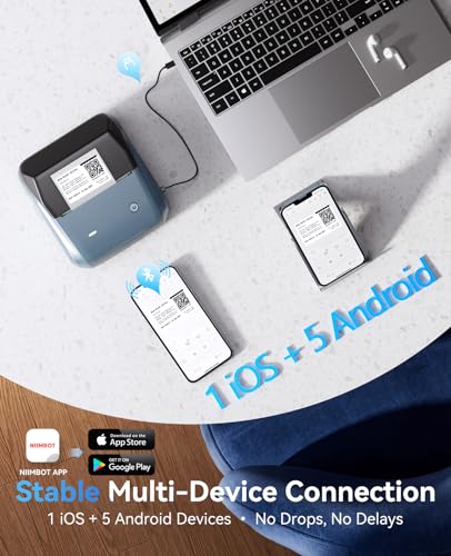 NIIMBOT B31 3 Inch Label Maker, Bluetooth Thermal Label Printer High Speed - color: Blue
