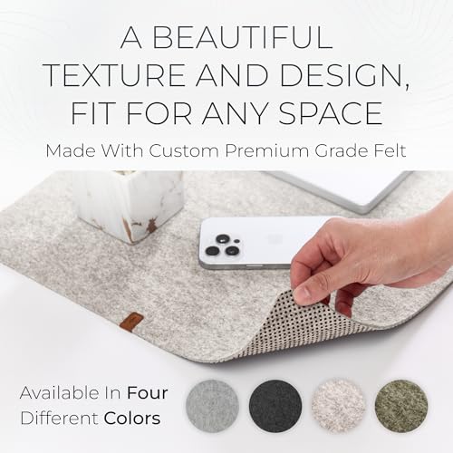 Nordik Felt Desk Mat - Large Felt Desk Pad - Stone Oat Beige 35 x 17 in | Premium Desk Matt for Desktop, Full Desk Keyboard Mouse Pad, High Quality Felt and Non-Slip Rubber Liner for Home and Office - color: Stone Oat