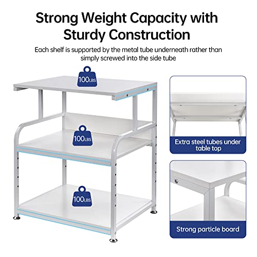 Fannova White Printer Stand Table, 23.6"x18.9"x30" Large Size with Storage - color: White, size: 23.6"W x 18.9"D x 30"H