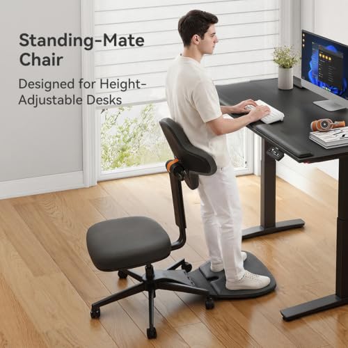 Standing Desk Chair, Ergonomic Standing Mate Chair Stool with 167° Adjustable Flip Backrest, Multi-Position Sit-Stand-Lean Office Chair, Anti-Fatigue Design, MT-L-DG - size: M/L Size (for 5'8" - 6'4")