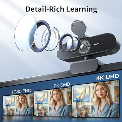 EMEET NOVA 4K Webcam for PC, Ultra 4K HD, PDAF Autofocus, Dual Omni Mics | 73° FOV, Auto Light Correction, USB-A, Privacy Cover, Ideal for High-End Business Meetings&Live Streaming - style: 4K PDAF Focus 2 Mics