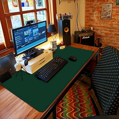 Large Gaming Mouse Pad with Stitched Edges (47.3 X 23.6 in) Waterproof - color: Green, size: 47.3L x 23.6W inches