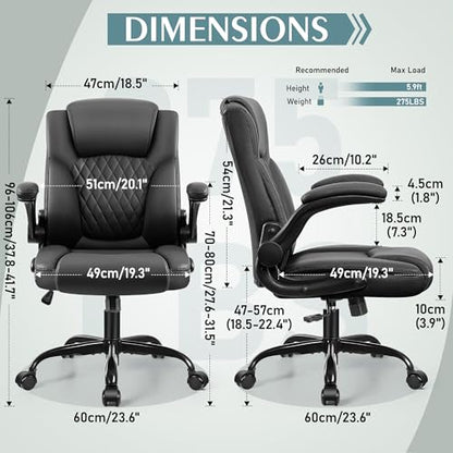 Leather Office Chair, PU Home Computer Desk Chairs with Ergonomic Back Support, 360°Swivel Free, Small Gaming Chair with Wheels and Adjustable Armrests, for Short People Use