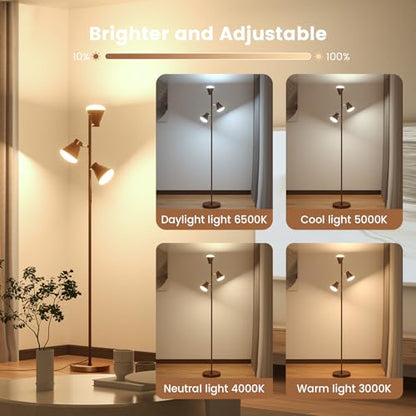 SIBRILLE 36W LED Tree Floor Lamp with Remote for Living Room Bedroom - color: Brown