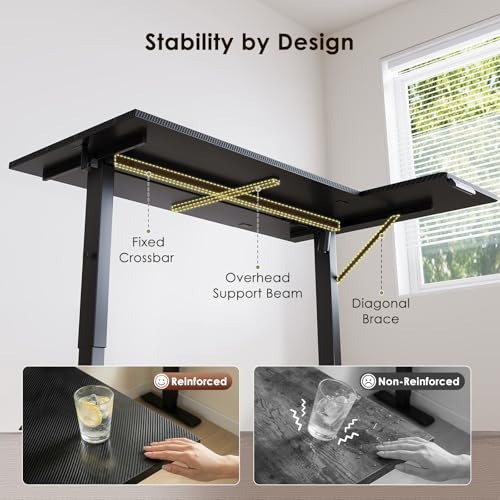 OffiGo 63" Reversible L Shaped Electric Standing Desk, Carbon Fiber Black - color: Carbon Fiber Black, size: 63 Inch