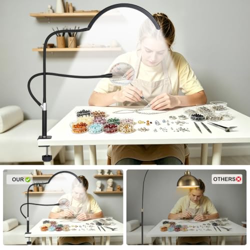 Half Moon Light for Nail Desk: Dual Arm Half Moon Desk Lamp with 4X Magnifier for Beginner-Arch Nail Tech Light with 3 Color Modes & 10 Brightness Levels for Manicure Salon, Eyelash Extensions, Tattoo