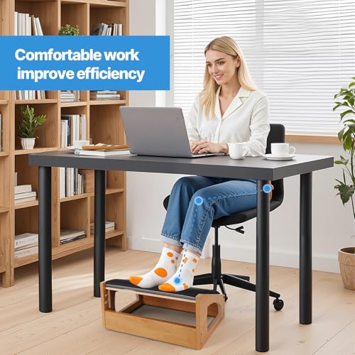 Ergonomic Foot Rest Under Desk,4 Adjustable Height Foot Stool - color: Natural01