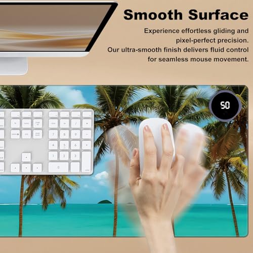 Heated Desk Pad 31.5" x 13" 3 Large Heated Mouse Pad with Heat Levels (40°C/45°C/50°C) & 3H Auto Shut-Off Desk Mat Fast Heating PU Leather Warmer Mousepad for Home Office - Beach Tree - color: Beach Tree, size: 31.5 x 13 inch
