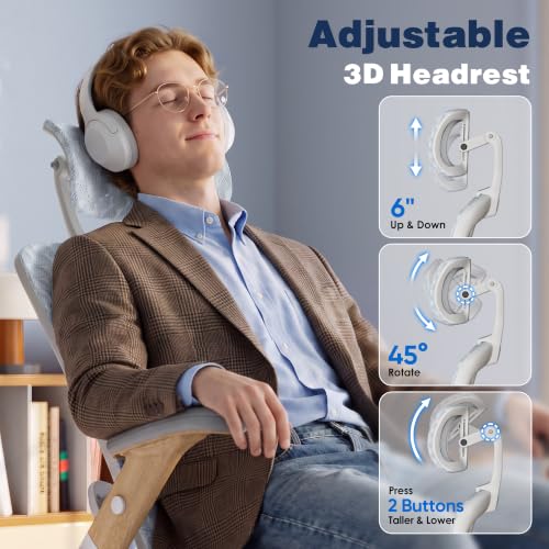 Ergonomic Office Chair, High Back Home Desk Chair with Flip-Up Arms, 3D Headrest, 90-120° Tilt and Wide Cushion Seat, Big and Tall Computer Chairs for Man Woman, Mesh Chair Black Woodgrain - color: Natural Wood