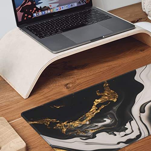 Desk Pad,Office Desk Mat 31.5"×11.8" Large Gaming Mouse Pad,Durable Extended Computer Mouse Pad,Waterproof Thick Big Mouse Pads with Non-Slip Rubber Base Office Home Black Gold Marble - color: Xl01-02 Black Gold Marble, size: 31.5 x 11.8 in