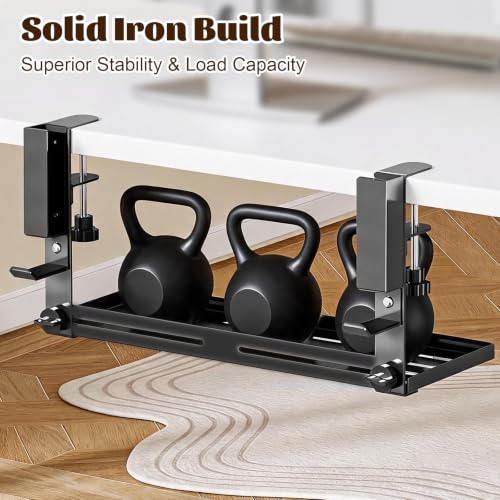 Desk Side Storage Organizer, Clamp-On Laptop Holder & Storage Shelf