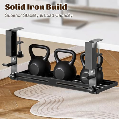 Desk Side Storage Organizer, Clamp-On Laptop Holder & Storage Shelf