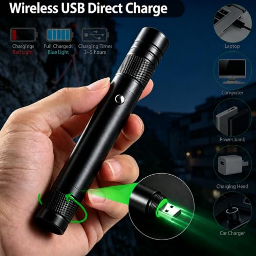 Green USB Laser Pointer for TV LED LCD Screen Demo Outdoor Construction Exploration - color: Green