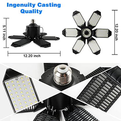 LED Garage Light - 160W LED Garage Ceiling Lights 16000LM Super Bright Garage Lighting with 6 Deformable Panels E26/E27 Screw in Led Shop Lights for Basement Workshop Warehouse Attic - size: 160W - 1Pack