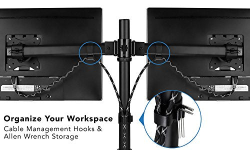 Mount-It! Dual Monitor Desk Stand, C-Clamp & Grommet Base