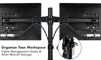 Mount-It! Dual Monitor Desk Stand, C-Clamp & Grommet Base