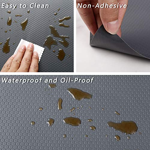 HooTown Shelf Liner Kitchen Cabinet Drawer Mats 17.5 Inch Wide x 4.9 Feet Long, Non Skid EVA Plastic Washable Oil Proof Pad for RV Drawer, Dish Plate Slippery Protection, Gray - color: Dots Pattern Grey, size: 17.5"W x 59"L