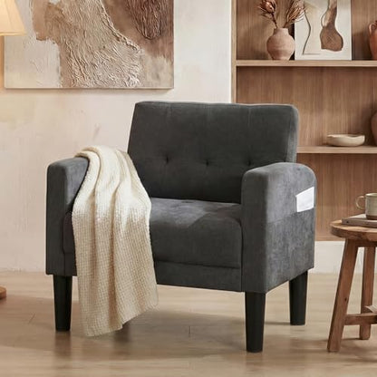 TYBOATLE Dark Grey Accent Chair, Tufted Reading Armchair for Living Room - color: Dark Grey, size: 30.9inch-1