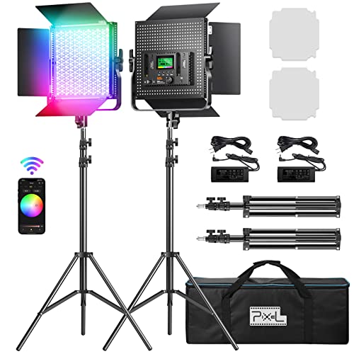 Pixel K80 Photography Lighting with APP Control, 2600K-10000K CRI 97+ RGB Led Video Light Panel, 9 Applicable Scenes Lighting for Studio/Gaming/Streaming/YouTube/Videography/Film/Video Recording - color: K80 RGB
